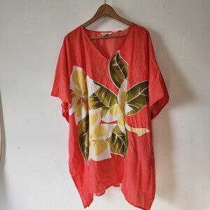 Womens Gypsie Blue Kaftan Dress Pink Coral One Size Fits All